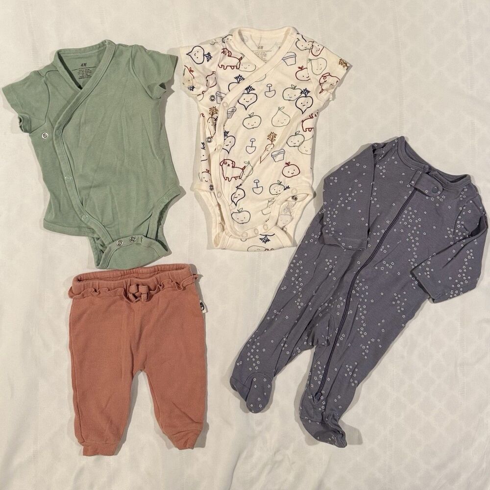 NEW RABBIT+BEAR Organic H & M Carters 3 Months Baby Bundle Of 4 Unisex Boy Girl